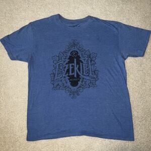 Y2K Ezekiel Heather Blue Graphic T-Shirt Large Short Sleeve Crew Neck Skateboard